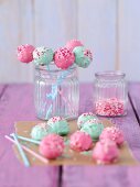 Pink and mint-green cake pops