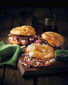 Barbecue sandwiches with julienned vegetables