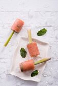 Guava ice cream with mint