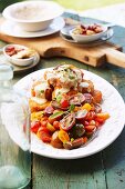 Fish balls with aioli and tomato salad