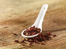 Szechuan pepper on a spoon