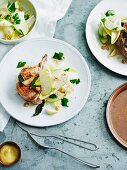 Roast pork cutlets with pear, witlof and hazelnut salad