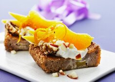 Orange cake with apples and walnuts