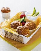 Oat and apple muffins and vegetable sticks
