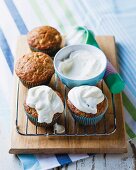 Carrot cupcakes with bananas and pineapple