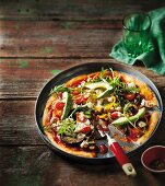 Vegetable pizza with avocado