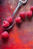 Raspberries with spoon