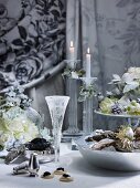 A Christmas table laden with oysters, caviar and champagne