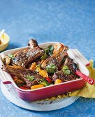 Moroccan-style lamb chops with oven-roasted vegetables