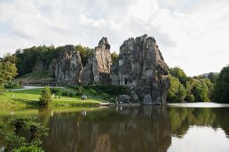 Day-trippers at the bottom of the Externsteine, Ostwestfalen-Lippe