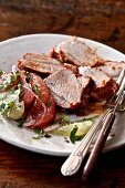 Pork with grapefruit salad