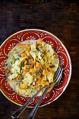 Fettuccine con nocciole with butternut squash, roasted hazelnuts and a creamy sauce (Italy)