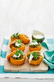 Baby pumpkins stuffed with curried beef