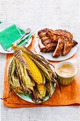 Grilled corn and spare ribs