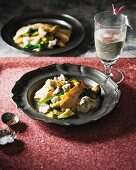 Pasta with courgette, mushrooms and Gorgonzola