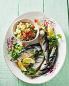Grilled sardines with couscous salad