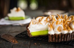 Chocolate and lime meringue pie