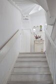 White staircase in Scandinavian country-house style