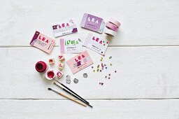 Hand-made business cards decorate with stars and washi tape