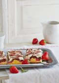 Strawberry Donauwelle (German marble cake)