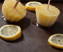 Homemade lemon ice lollies