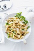 Pasta with artichokes and pine nuts