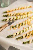 Asparagus wrapped in puff pastry with cheese