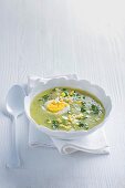Cream of herb soup with egg