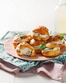 Cheese profiteroles filled with cream cheese