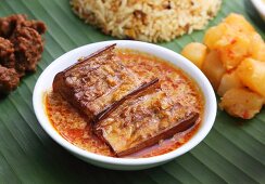 Nyonya cuisine: aubergines in a curry and coconut sauce (Malaysia)