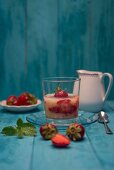 Strawberry and rhubarb compote and fresh strawberries