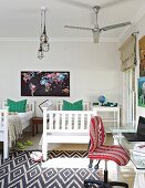 Twin beds and desk in children's bedroom