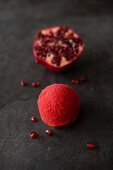 A scoop of pomegranate sorbet