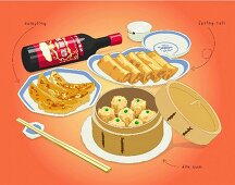 Dim sum and spring rolls (illustration)