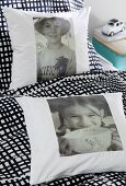 Kissen mit Kinderportraits als Bügelbild