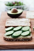 A summer sandwich with cheese and cucumber