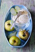 Apple strudel ice cream and fresh apples