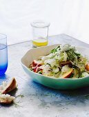 Nectarine salad with fennel, goat's cheese and mint