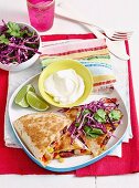 Cajun steak and bean quesadillas