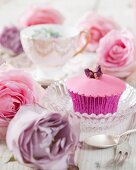 Cupcake with rose topping
