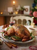 Roast turkey with shallots and sage for Christmas