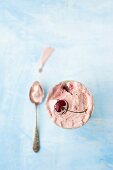 Homemade cherry ice cream (seen from above)