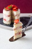 Sliced strawberry cream cake