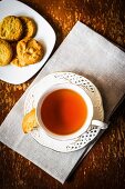 A cup of tea and biscuits