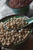 Soya beans in a ceramic bowl