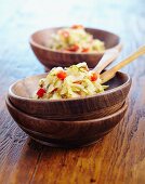 Courgette coleslaw with diced peppers