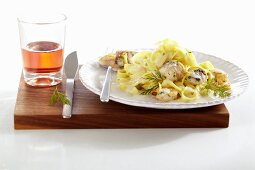 Tagliatelle with fish and seafood