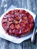 Upside down damson cake