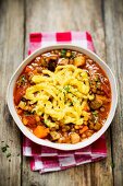 Lentils with spaetzle noodles