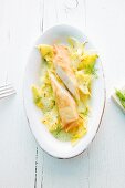 Fish rolls with a fennel sauce
